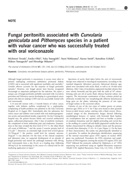 Fungal Peritonitis Associated with Curvularia Geniculata and Pithomyces Species in a Patient with Vulvar Cancer Who Was Successfully Treated with Oral Voriconazole