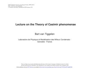 Lecture on the Theory of Casimir Phenomenae