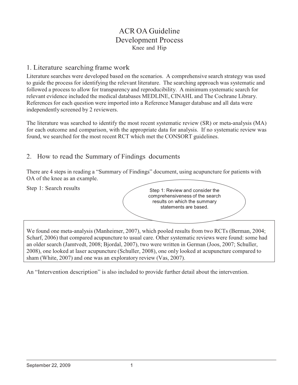 ACR OA Guideline Development Process Knee and Hip