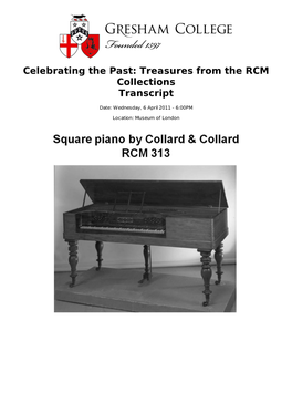 Celebrating the Past: Treasures from the RCM Collections Transcript