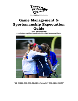 Game Management & Sportsmanship Expectation Guide