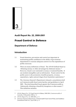 Chapter 3: Audit Report No. 22, 2000-01: Fraud Control in Defence