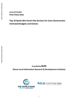 Final Policy Note Top 10 Quick-Win Smart City Services for Cairo