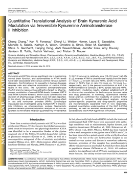 Quantitative Translational Analysis of Brain Kynurenic Acid Modulation Via Irreversible Kynurenine Aminotransferase II Inhibition