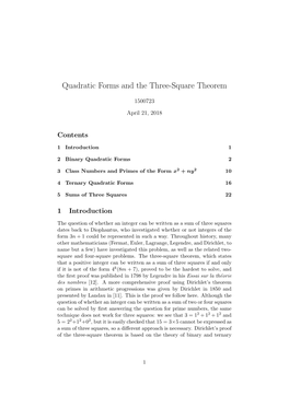 Quadratic Forms and the Three-Square Theorem