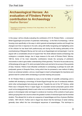 An Evaluation of Flinders Petrie's Contribution to Archaeology