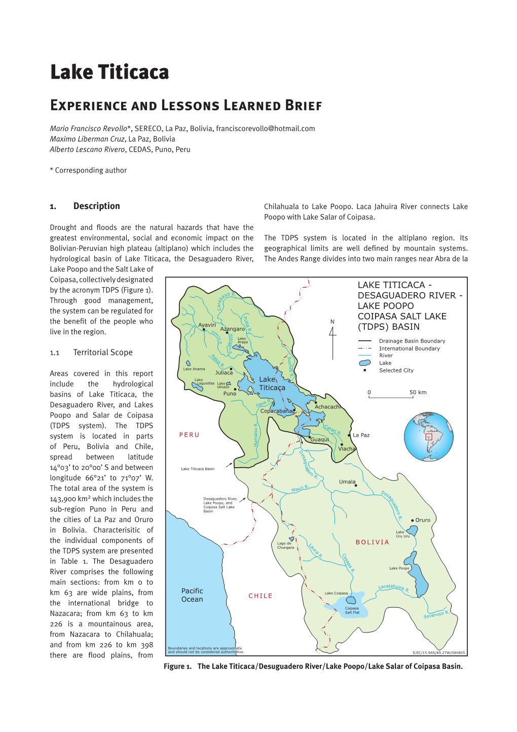 Lake Titicaca Experience and Lessons Learned Brief