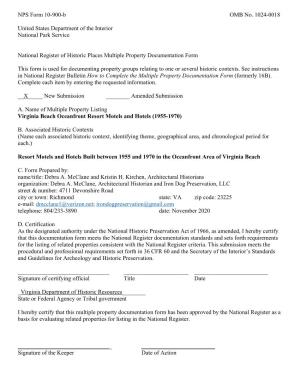 NPS Form 10-900-B OMB No. 1024-0018 United States