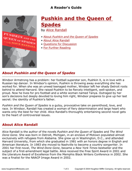 Reader's Guide for Pushkin and the Queen of Spades Published By