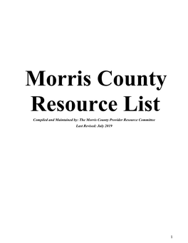 2019 Morris County Resource List