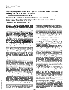 26-4125I]Iodoponasterone a Is a Potent Ecdysone and a Sensitive
