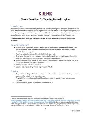 CBH Clinical Guidelines for Tapering of Benzodiazepines