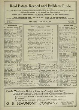 Real Estate Record and Builders Guide Founded March 21, 1868, by CLINTON W