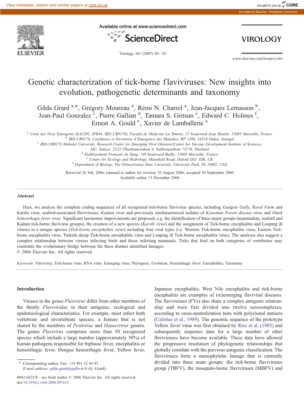 Genetic Characterization of Tick-Borne Flaviviruses