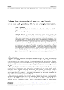Galaxy Formation and Dark Matter: Small Scale Problems and Quantum Eﬀects on Astrophysical Scales