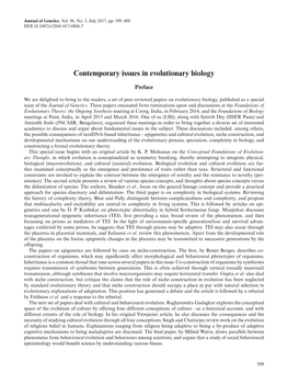 Contemporary Issues in Evolutionary Biology
