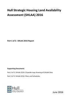 Hull Strategic Housing Land Availability Assessment (SHLAA) 2016