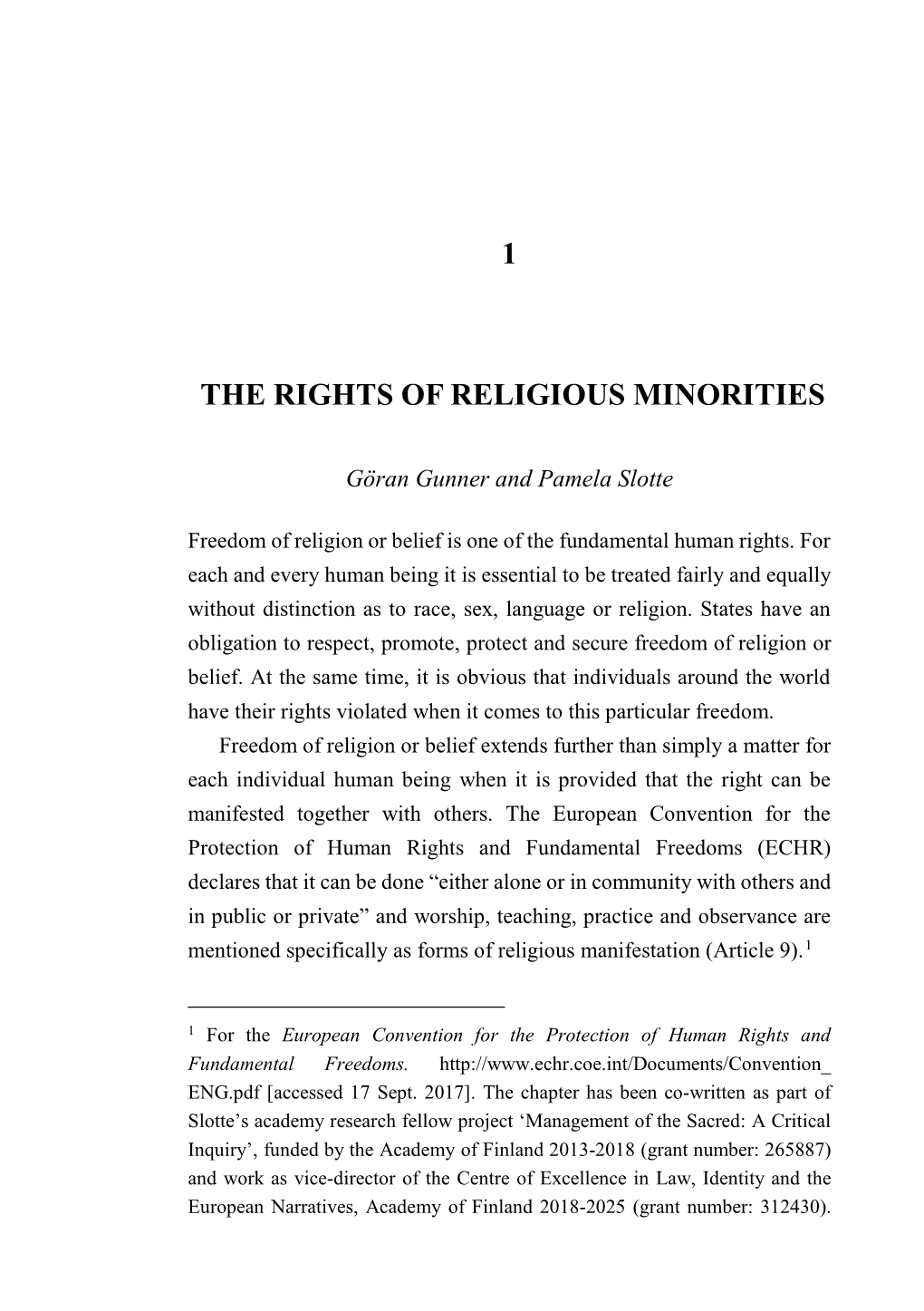 1 the Rights of Religious Minorities