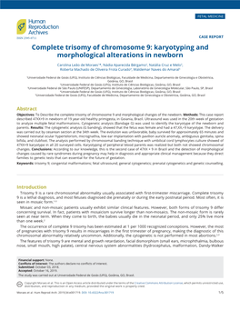 Complete Trisomy of Chromosome 9: Karyotyping and Morphological Alterations in Newborn
