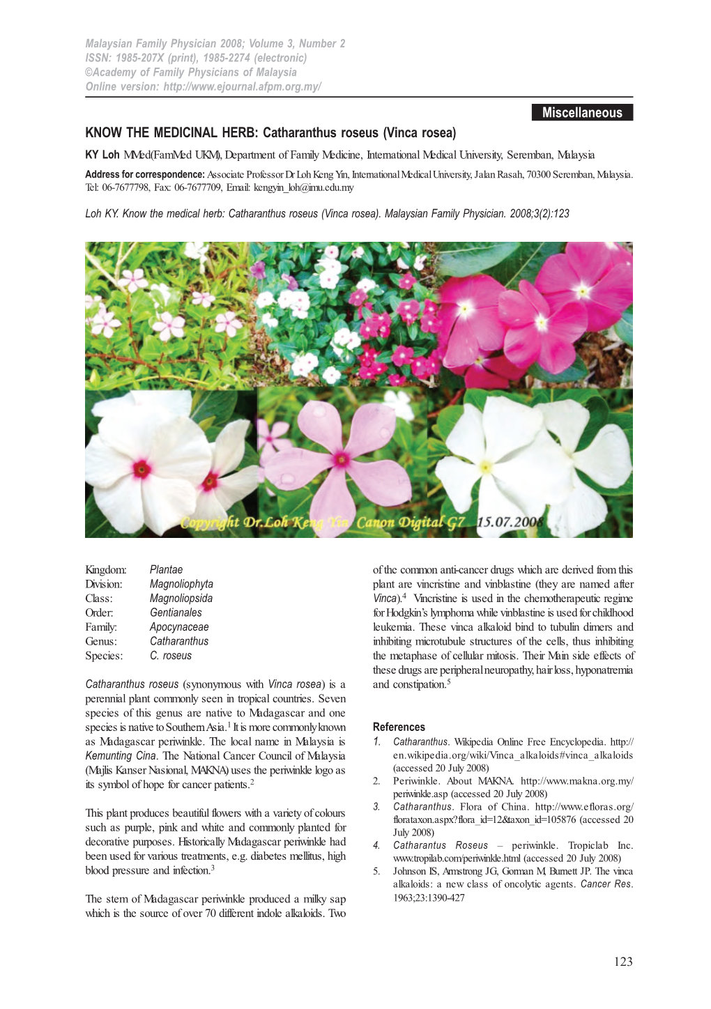 KNOW the MEDICINAL HERB: Catharanthus Roseus (Vinca Rosea)