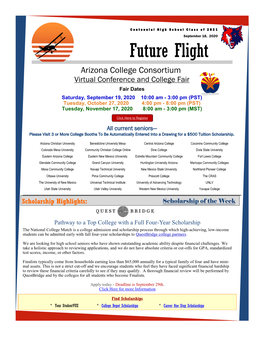 Future Flight Arizona College Consortium Virtual Conference and College Fair