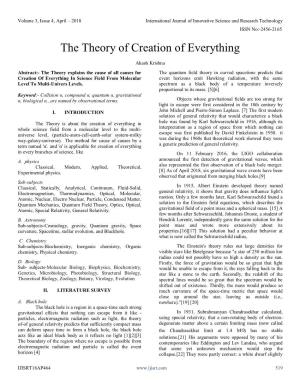 The Theory of Creation of Everything
