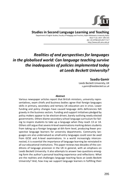 Can Language Teaching Survive the Inadequacies of Policies Implemented Today at Leeds Beckett University?