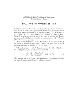 Solutions to Problem Set # 5
