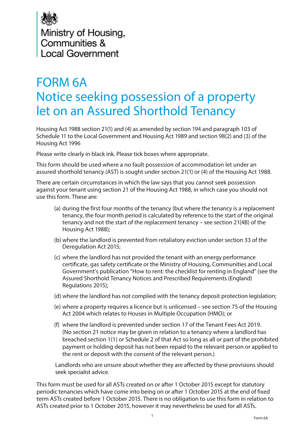 form-6a-notice-seeking-possession-of-a-property-let-on-an-assured