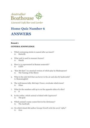 ANSWERS ______Round 1 GENERAL KNOWLEDGE