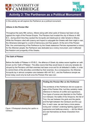 Activity 3: the Parthenon As a Political Monument