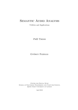 Semantic Audio Analysis Utilities and Applications