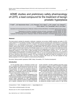 ADME Studies and Preliminary Safety Pharmacology of LDT5, a Lead Compound for the Treatment of Benign Prostatic Hyperplasia