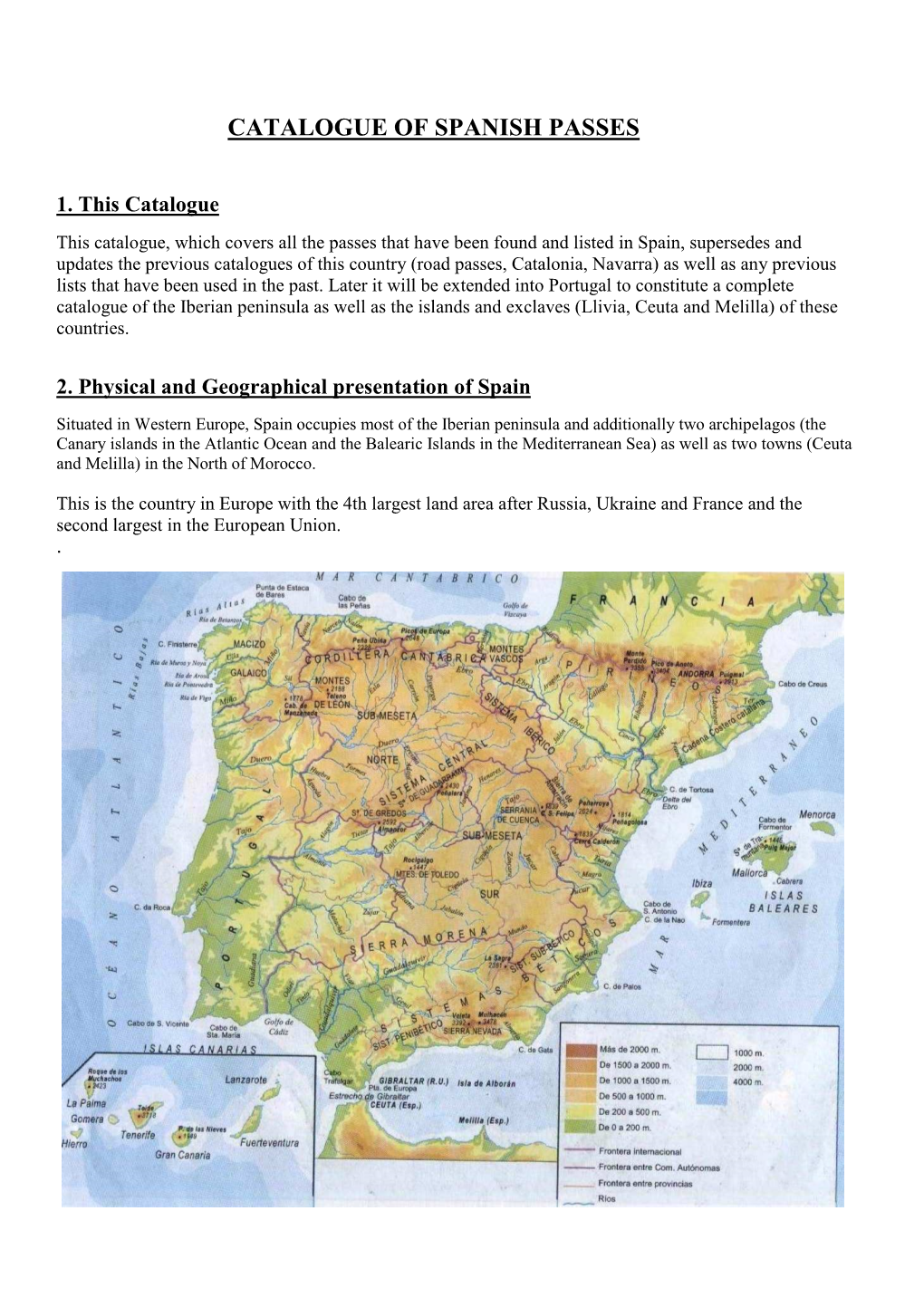 Catalogue of Spanish Passes