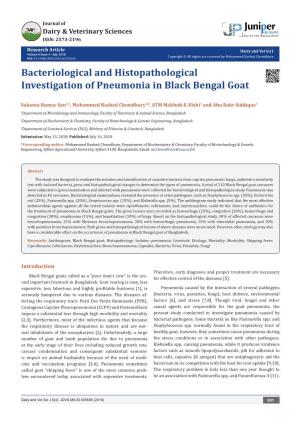 Bacteriological and Histopathological Investigation of Pneumonia in Black Bengal Goat