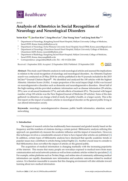 Analysis of Altmetrics in Social Recognition of Neurology and Neurological Disorders