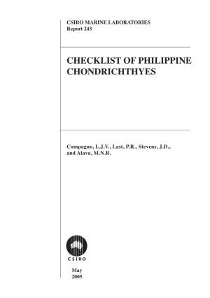Checklist of Philippine Chondrichthyes