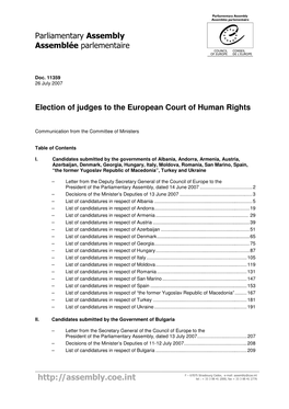 Election of Judges to the European Court of Human Rights