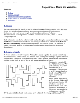 Polyominoes: Theme and Variations 08/14/2007 02:19 AM