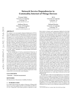 Network Service Dependencies in Commodity Internet-Of-Things Devices