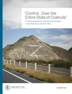 “Control...Over the Entire State of Coahuila” an Analysis of Testimonies in Trials Against Zeta Members in San Antonio, Austin, and Del Rio, Texas