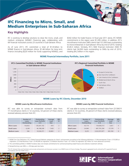 IFC Financing to Micro, Small, and Medium Enterprises in Sub-Saharan Africa Key Highlights