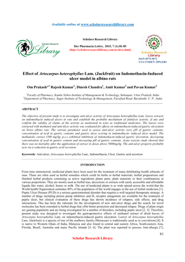 Effect of Artocarpus Heterophyllus Lam. (Jackfruit) on Indomethacin-Induced Ulcer Model in Albino Rats