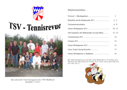 Das Aktuelle Tennismagazin Des TSV Maßbach Ausgabe 2/2011 Vorwort Des 1
