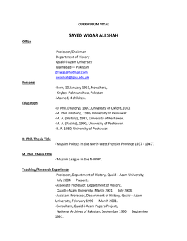 Dr. Sayed Wiqar Ali Shah