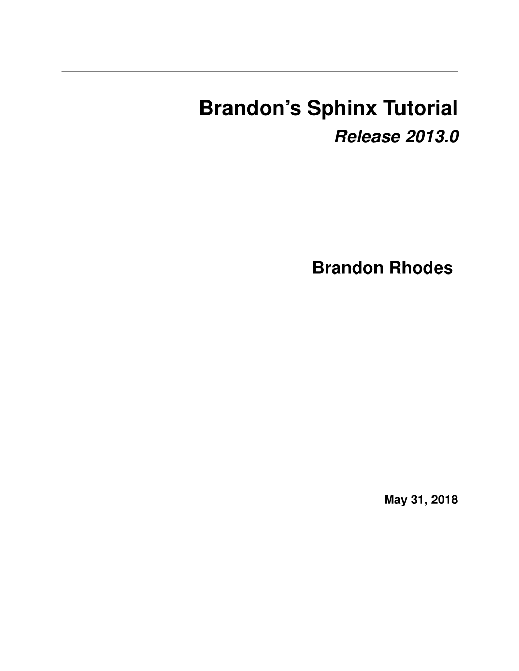 Brandon's Sphinx Tutorial (PDF)