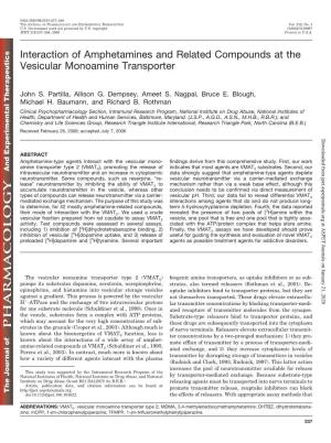 Interaction of Amphetamines and Related Compounds at the Vesicular Monoamine Transporter