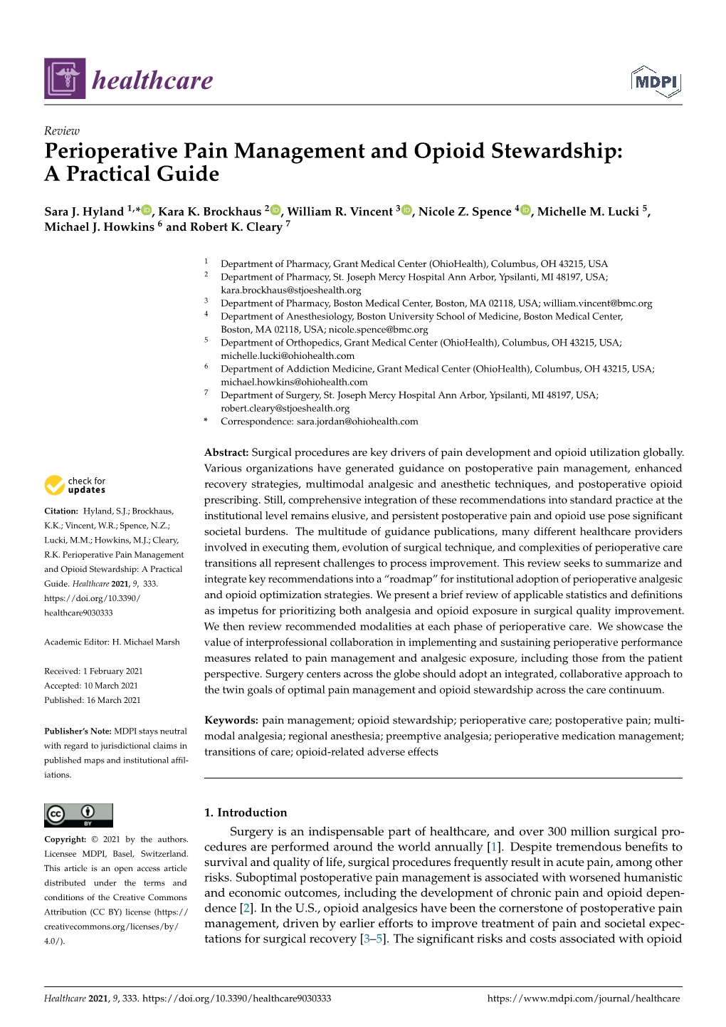 Perioperative Pain Management and Opioid Stewardship: a Practical Guide