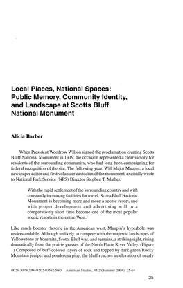 Local Places, National Spaces: Public Memory, Community Identity, and Landscape at Scotts Bluff National Monument