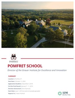 Pomfret Director of the Grauer Institute